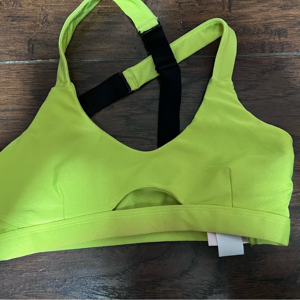 Women's Lime Green Sports Bra with Crisscross Back